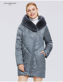 MIEGOFCE New Women's Cotton Coat With Stylish Fur Collar Rex Rabbit Long Winter Jacket - Starttech Online Market