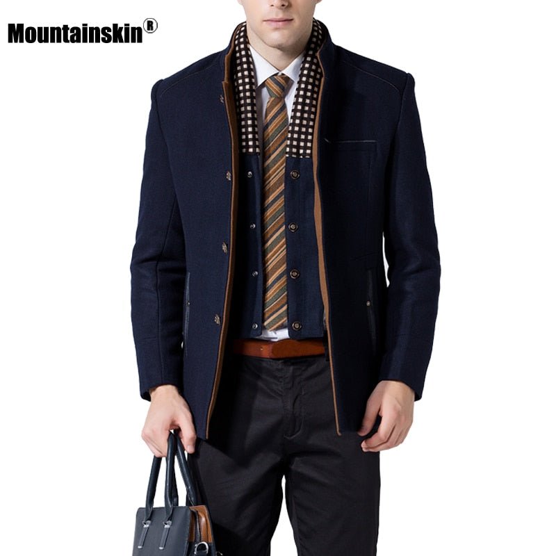 Mountainskin New Men Woollen Coat Winter Fleece Warm Jackets Fashion Trench Outerwear - Starttech Online Market