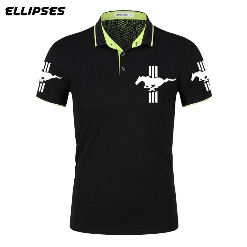 Mustang Polo Shirt for Man Summer Mustang Logo Polo Shirt Short Sleeve Male Cotton Turn-down Collar Tops Polo Shirt Men - Starttech Online Market