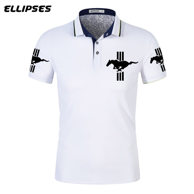 Mustang Polo Shirt for Man Summer Mustang Logo Polo Shirt Short Sleeve Male Cotton Turn-down Collar Tops Polo Shirt Men - Starttech Online Market