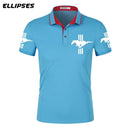 Mustang Polo Shirt for Man Summer Mustang Logo Polo Shirt Short Sleeve Male Cotton Turn-down Collar Tops Polo Shirt Men - Starttech Online Market