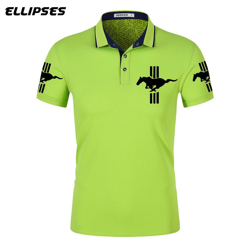 Mustang Polo Shirt for Man Summer Mustang Logo Polo Shirt Short Sleeve Male Cotton Turn-down Collar Tops Polo Shirt Men - Starttech Online Market