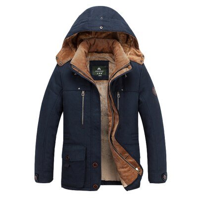 New Men Winter Jackets and Coats High Quality Thick Fleece Cotton Padded Hooded Fashion Casual Coat Khaki Military Coat 4XL - Starttech Online Market