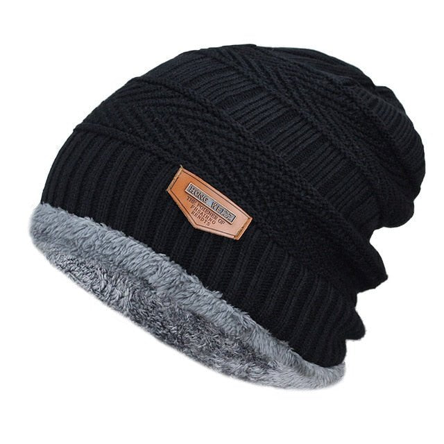 New Men's Winter Fall Fashion knitted Ski Hats Thick Warm Bonnet Soft Beanies Cotton - Starttech Online Market