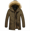 new winter 2019 men's fashion trend of casual Korean Slim plus thick velvet long section of high-quality solid color coat M-5XL - Starttech Online Market