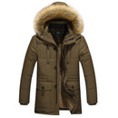new winter 2019 men's fashion trend of casual Korean Slim plus thick velvet long section of high-quality solid color coat M-5XL - Starttech Online Market
