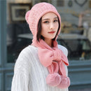 New Women Winter Hat Scarf /Gloves Sets Three Piece Knitted Hats Scarf Sets for Girls - Starttech Online Market