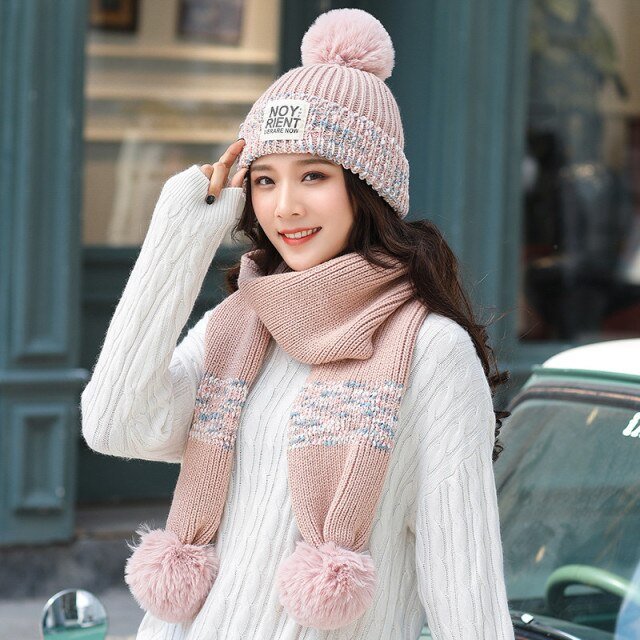 New Women Winter Hat Scarf /Gloves Sets Three Piece Knitted Hats Scarf Sets for Girls - Starttech Online Market