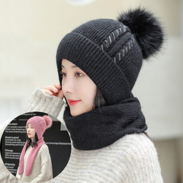 New Women Winter Hat Scarf /Gloves Sets Three Piece Knitted Hats Scarf Sets for Girls - Starttech Online Market