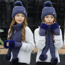 New Women Winter Hat Scarf /Gloves Sets Three Piece Knitted Hats Scarf Sets for Girls - Starttech Online Market