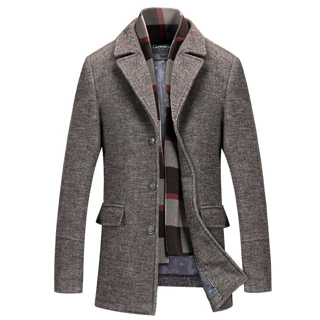 New Wool Men's Overcoats Topcoat Single Breasted Jacket Winter High Quality Wool Casual Trench Coat - Starttech Online Market