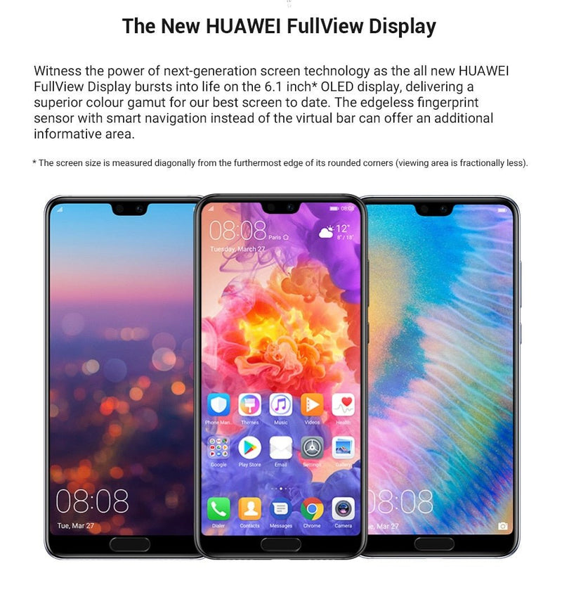 Original Huawei P20 Pro 4G LTE mobile phone Kirin 970 Android 8.1 6.1 "2440x1080 6GB RAM 128GB ROM NFC 40.0MP IP67 - Starttech Online Market