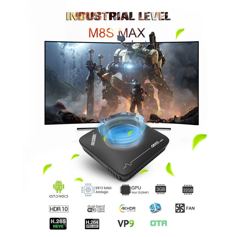 Original MECOOL M8S Max TV Box Android 7.1 Amlogic S912 3GB RAM 32GB ROM 2.4G+5.8G WiFi BT4.0 100Mbps 4K VP9 H.265 Media Player - Starttech Online Market