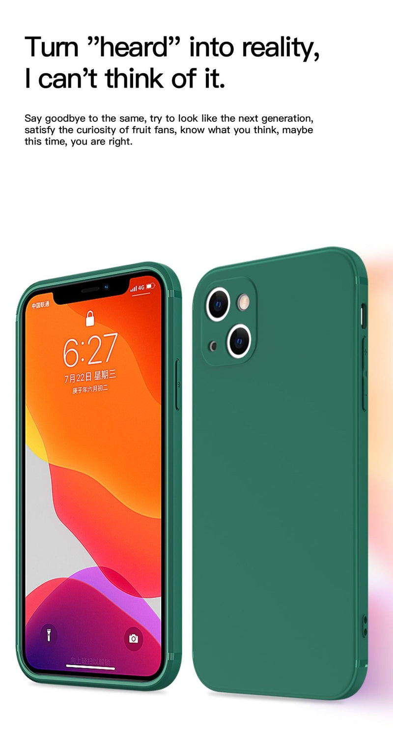 Original Square Liquid Silicone Phone Case For iPhone 13 11 12 Pro Max Mini X XR XS 7 8 Plus SE Shockproof Back Cover - Starttech Online Market