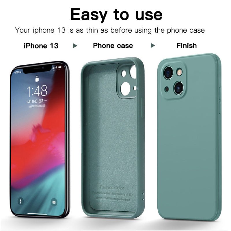 Original Square Liquid Silicone Phone Case For iPhone 13 11 12 Pro Max Mini X XR XS 7 8 Plus SE Shockproof Back Cover - Starttech Online Market