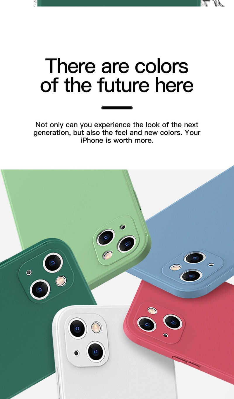 Original Square Liquid Silicone Phone Case For iPhone 13 11 12 Pro Max Mini X XR XS 7 8 Plus SE Shockproof Back Cover - Starttech Online Market