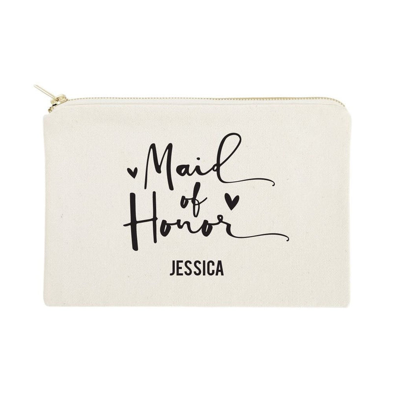 Personalized Maid of Honor Cotton Canvas Cosmetic Bag - Starttech Online Market
