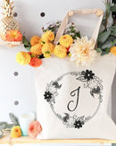 Personalized Monogram Floral Cotton Canvas Tote Bag - Starttech Online Market