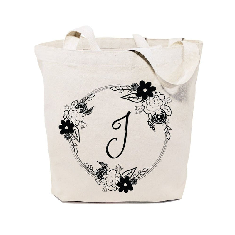 Personalized Monogram Floral Cotton Canvas Tote Bag - Starttech Online Market