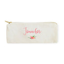 Personalized Name Colored Floral Cotton Canvas Pencil Case and Travel Pouch - Starttech Online Market