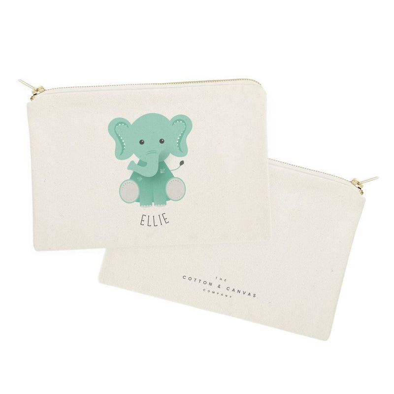 Personalized Name Elephant Cotton Canvas Cosmetic Bag - Starttech Online Market