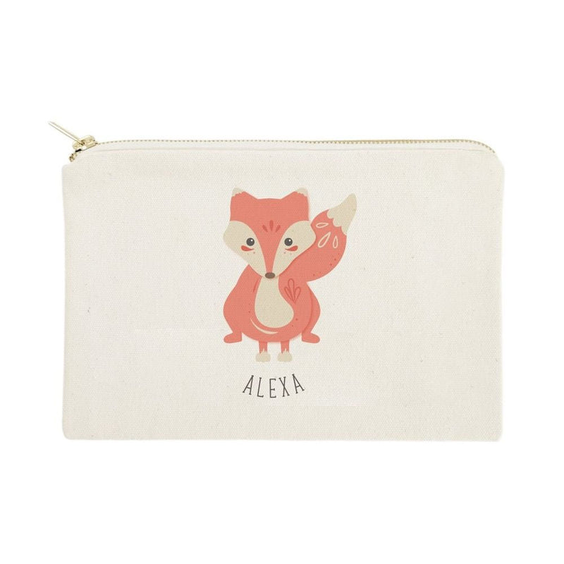 Personalized Name Fox Cotton Canvas Cosmetic Bag - Starttech Online Market