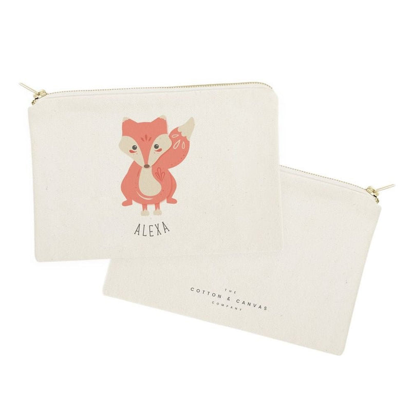 Personalized Name Fox Cotton Canvas Cosmetic Bag - Starttech Online Market