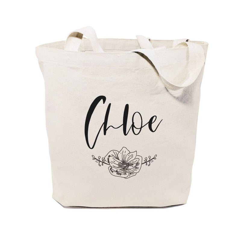 Personalized Name Modern Floral Cotton Canvas Tote Bag - Starttech Online Market