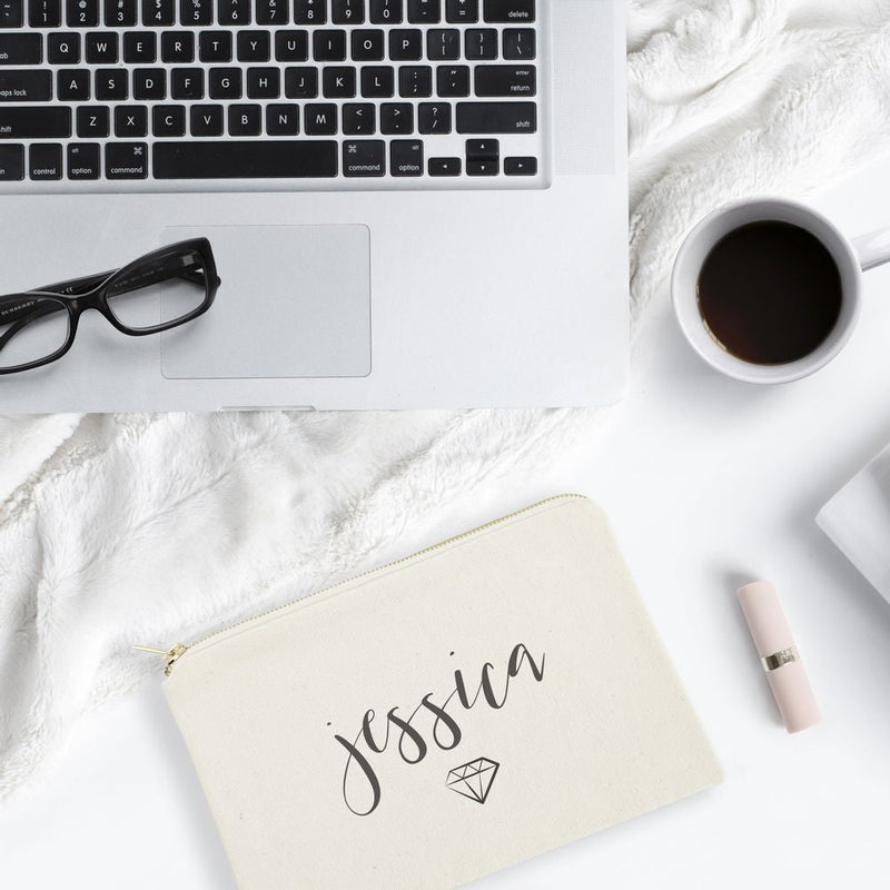 Personalized Name with Diamond Cosmetic Bag and Travel Make Up Pouch - Starttech Online Market