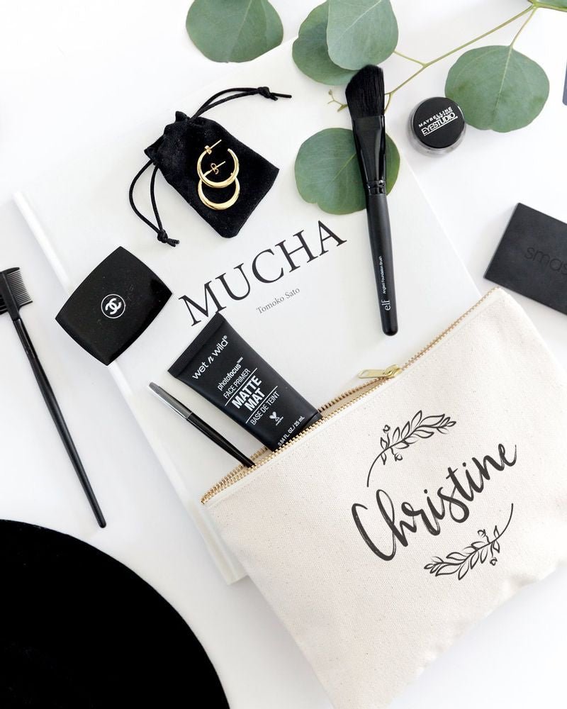 Personalized Name with Vine Cosmetic Bag and Travel Make Up Pouch - Starttech Online Market