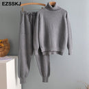 Pieces Set Women Knitted Tracksuit Turtleneck - Starttech Online Market
