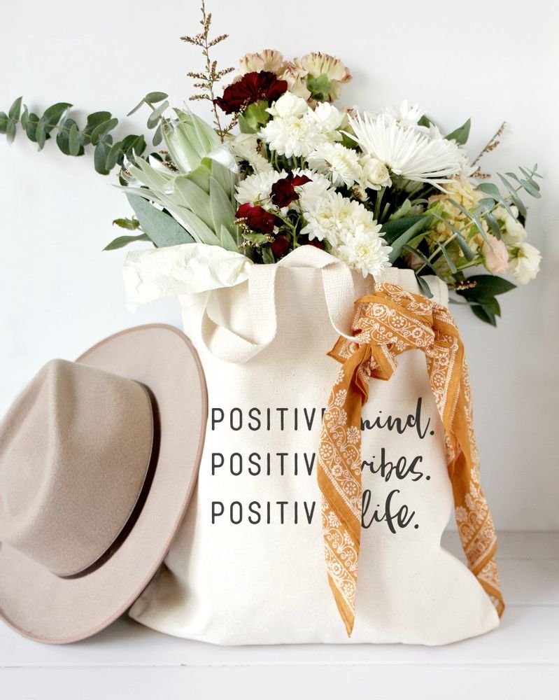 Positive Mind. Positive Vibes. Positive Life. Tote Bag - Starttech Online Market
