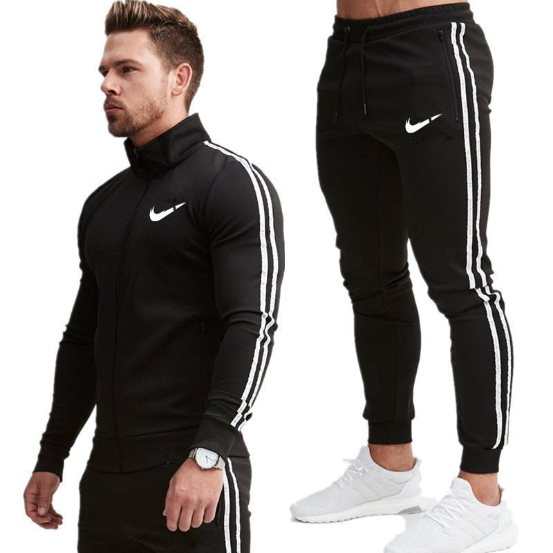 Print Men Sport Set Spring Tracksuit long Sleeve Hoodie Sweatshirt GYM Fitness Pants Workout Running Suit - Starttech Online Market