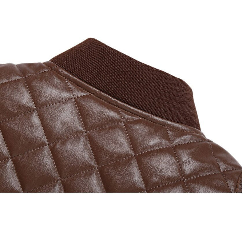 Puimentiua Men's PU Leather jacket stand collar men's thick warm clothing motorcycle leather jacket - Starttech Online Market