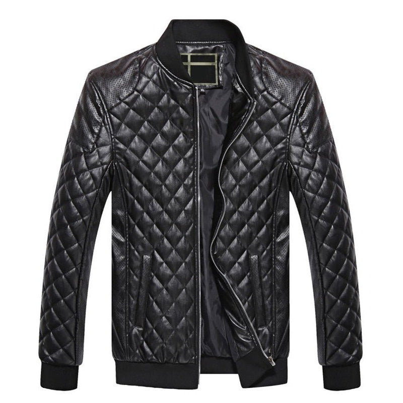 Puimentiua Men's PU Leather jacket stand collar men's thick warm clothing motorcycle leather jacket - Starttech Online Market
