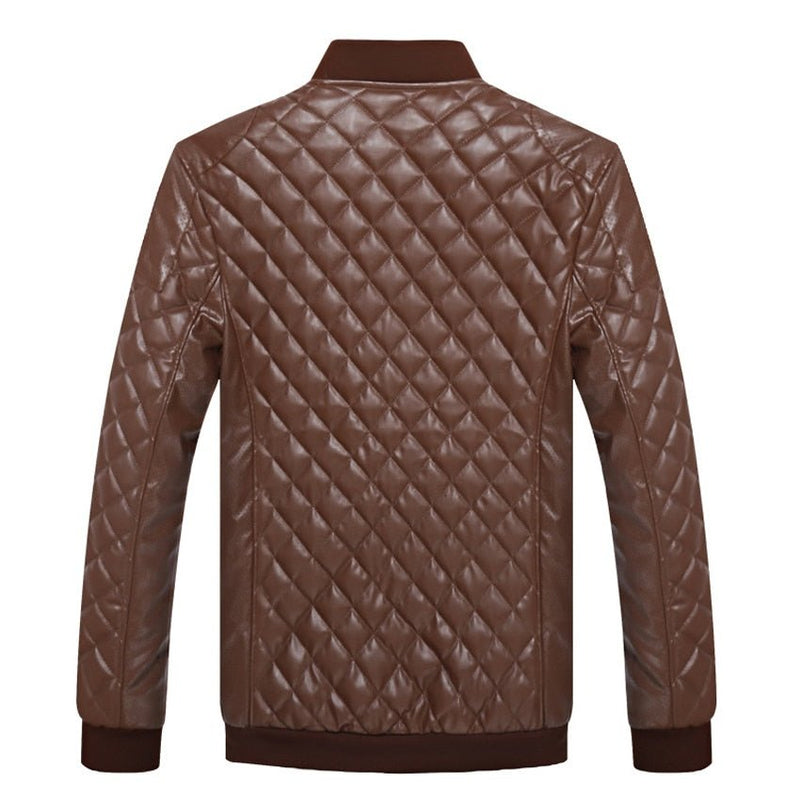 Puimentiua Men's PU Leather jacket stand collar men's thick warm clothing motorcycle leather jacket - Starttech Online Market