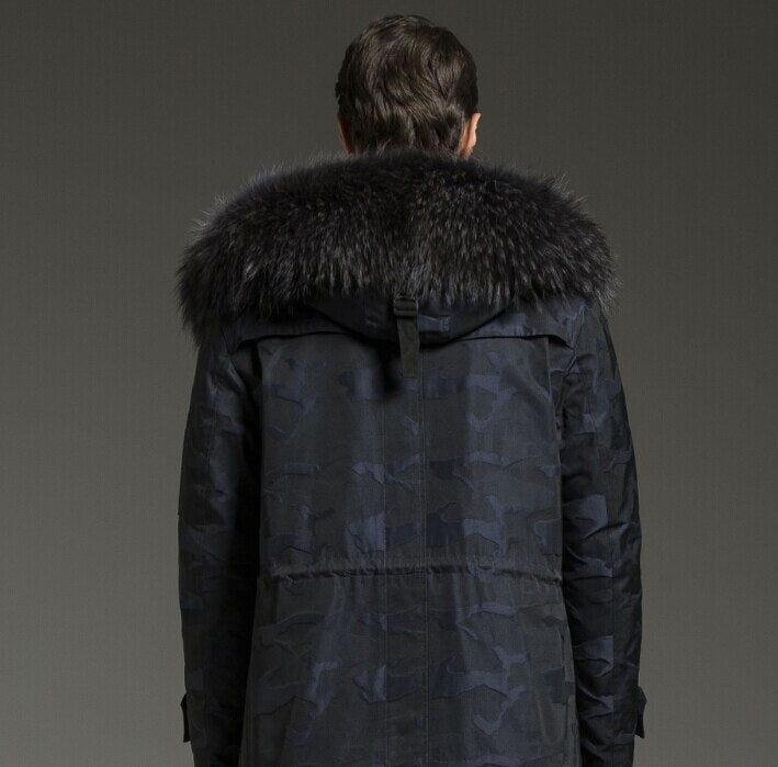 Real Fur Parka Men Winter Jacket Real Raccoon Fur Natural Raccoon Hooded Long Coats Male Military Camouflage Jackets Clothing - Starttech Online Market