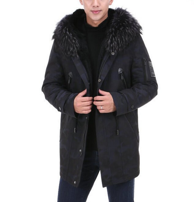 Real Fur Parka Men Winter Jacket Real Raccoon Fur Natural Raccoon Hooded Long Coats Male Military Camouflage Jackets Clothing - Starttech Online Market