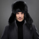 Russian Men Lamb leather bomber Faux Raccoon Fur hat winter hats with earmuffs trapper earflap Ski Outdoor cap man black hat - Starttech Online Market