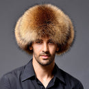 Russian Men Lamb leather bomber Faux Raccoon Fur hat winter hats with earmuffs trapper earflap Ski Outdoor cap man black hat - Starttech Online Market