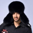 Russian Men Lamb leather bomber Faux Raccoon Fur hat winter hats with earmuffs trapper earflap Ski Outdoor cap man black hat - Starttech Online Market
