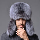 Russian Men Lamb leather bomber Faux Raccoon Fur hat winter hats with earmuffs trapper earflap Ski Outdoor cap man black hat - Starttech Online Market