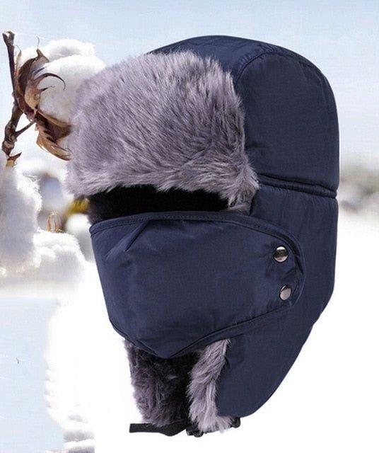 Russian Ushanka Sherpa Cossack Fur Warm Winter Ski Showerproof Bomber Hat With Pocket Warm Caps Hat - Starttech Online Market