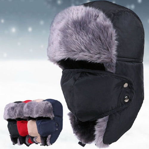 Russian Ushanka Sherpa Cossack Fur Warm Winter Ski Showerproof Bomber Hat With Pocket Warm Caps Hat - Starttech Online Market