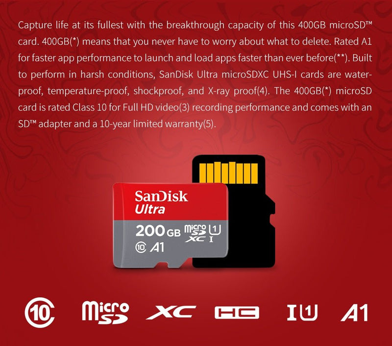 SanDisk A1 Memory Card 256GB 200GB 128GB 64GB 98MB/S 32GB 16GB Micro sd card Class10 UHS-1 flash card Memory Microsd TF/SD Card - Starttech Online Market