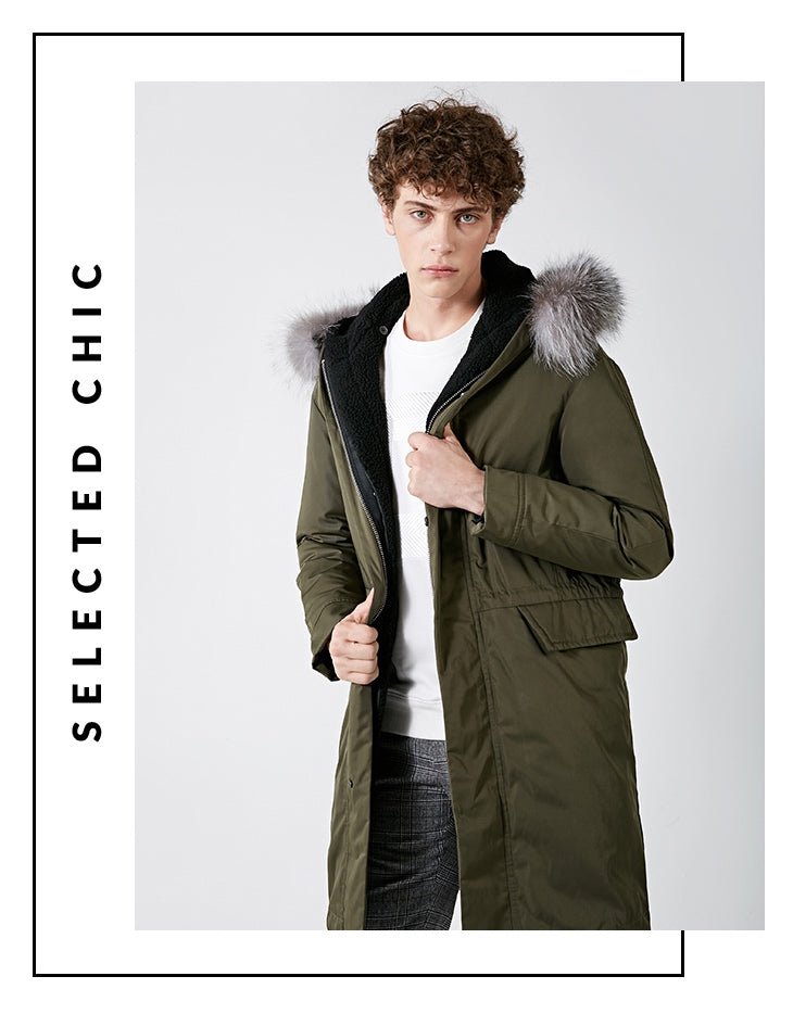 SELECTED Men's Winter Down Jacket Duck Down Fox Fur Medium-style Down Coat Warm Clothes S | 418412584 - Starttech Online Market