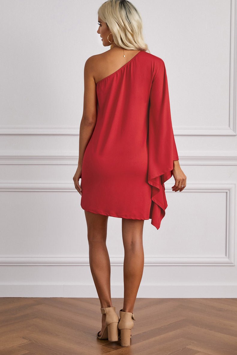 Sexy one-sided strapless evening dress tight skirt - Starttech Online Market