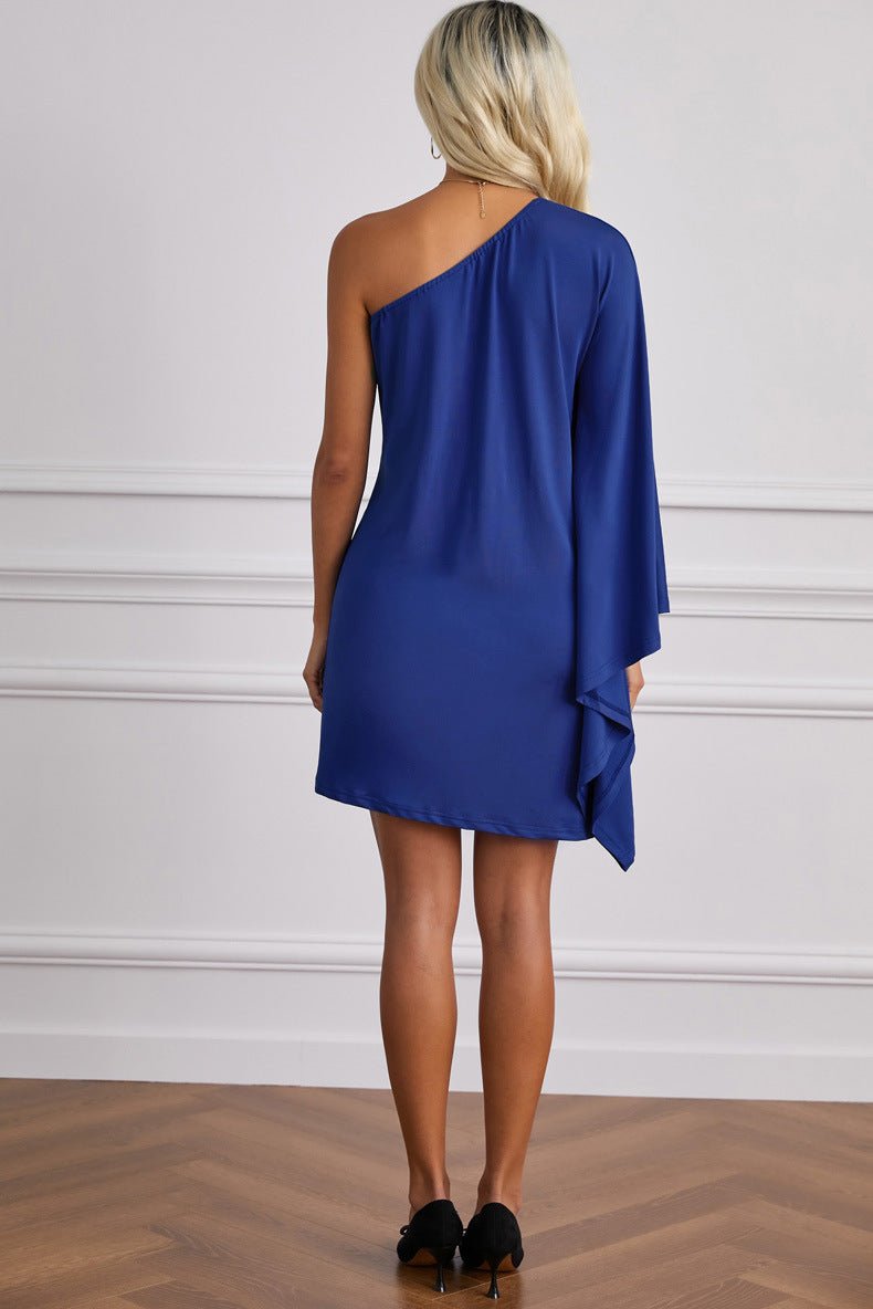 Sexy one-sided strapless evening dress tight skirt - Starttech Online Market