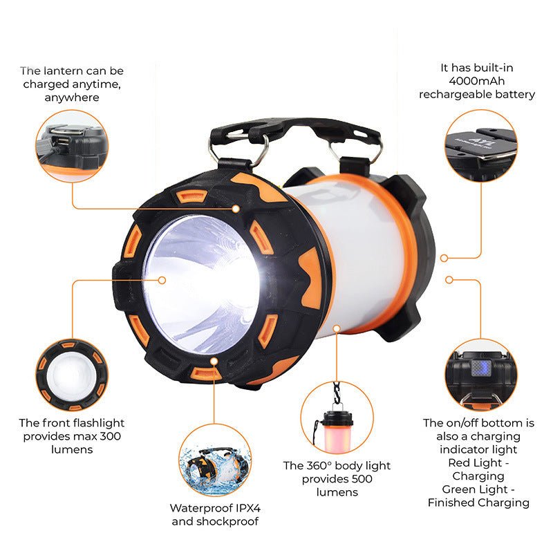 Six Modes 3600mAh Built-in Lithium Battery Outdoor Camping Light - Starttech Online Market