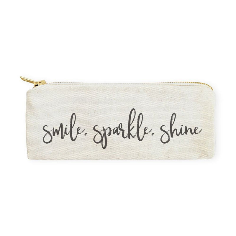 Smile, Sparkle, Shine Cotton Canvas Pencil Case and Travel Pouch - Starttech Online Market